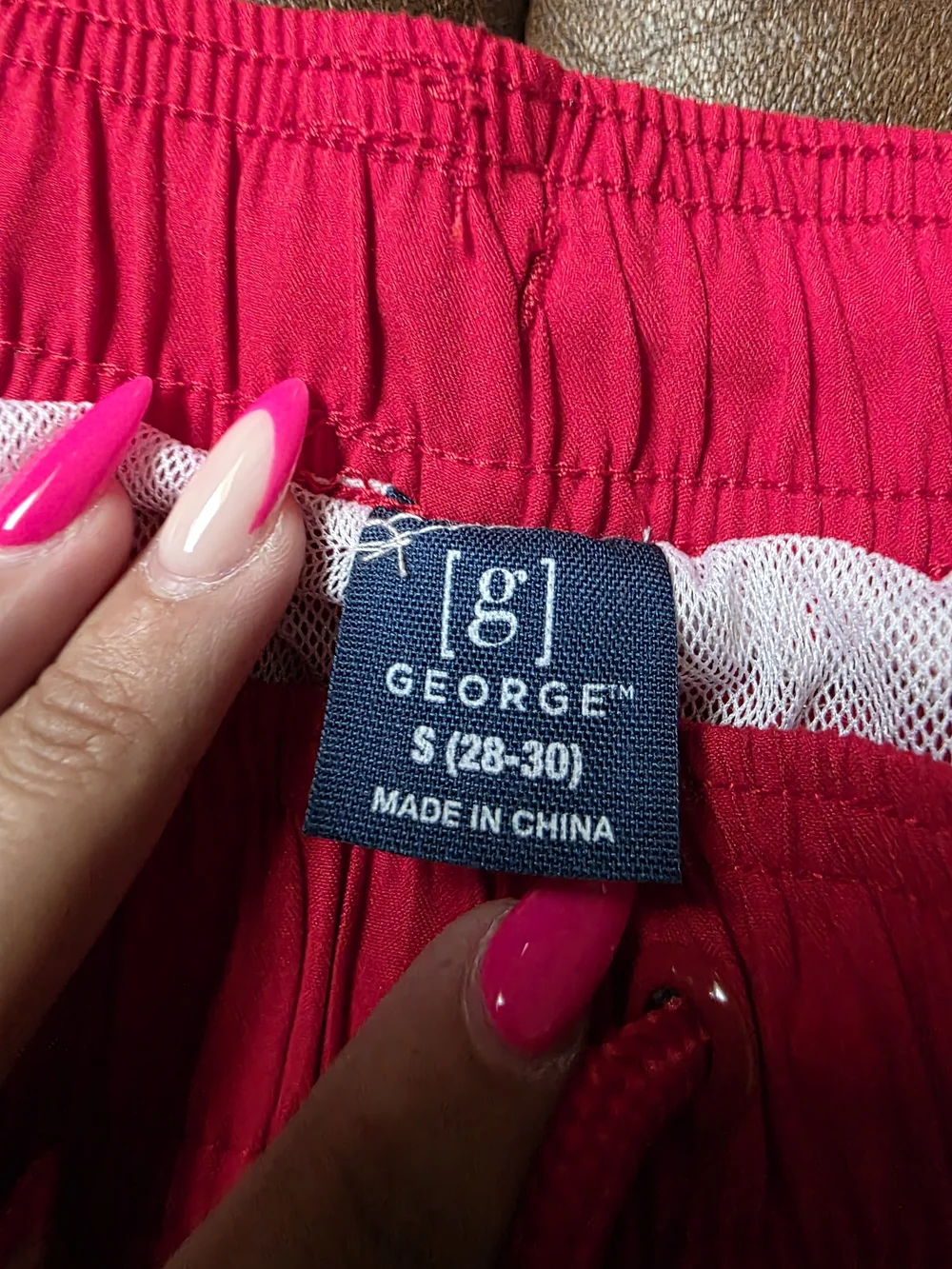 Women’s Red Elastic-Waist Drawstring Shorts